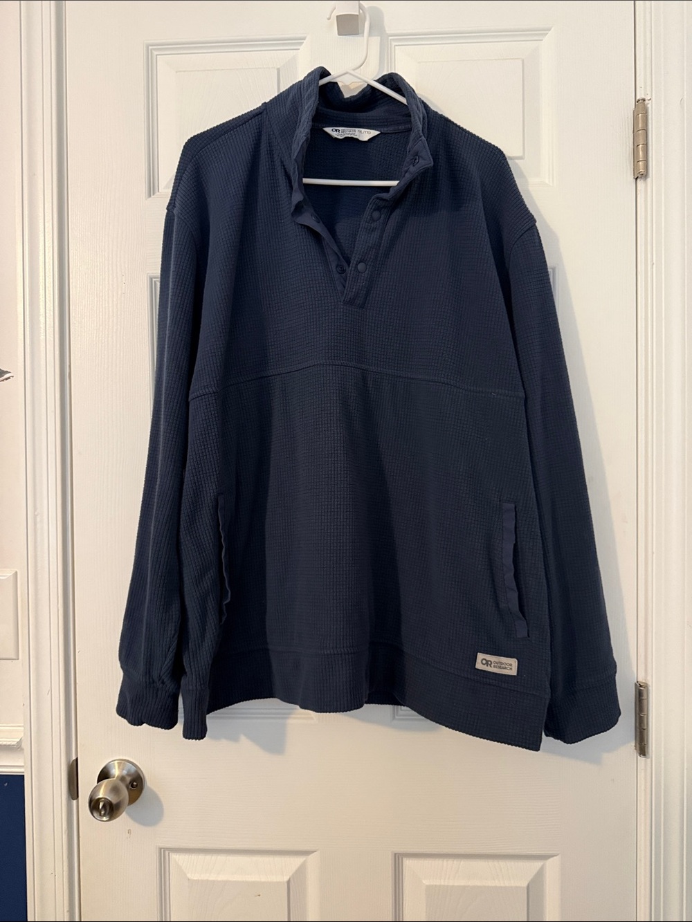 Outdoor Research Men’s Navy Waffle-Knit Zip-Front Pullover